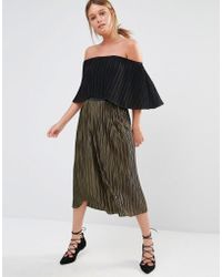 new look green pleated skirt
