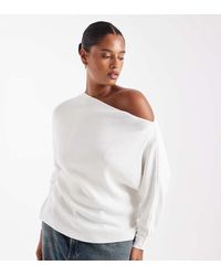 ASOS - Asos Design Curve Knitted Asymmetric Off Shoulder Top - Lyst