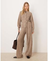 Y.A.S - Pantalon large d'ensemble en maille - marron clair - Lyst