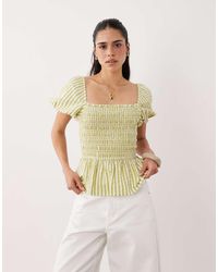 New Look - Stripe Shirred Top - Lyst