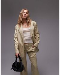 TOPSHOP - High Break Oversized Linen Blazer - Lyst