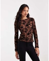 Vero Moda - Long Sleeve Floral Burnout Top - Lyst