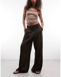 Monki - High Waist Wide Leg Pants With Front Pleat - Lyst
