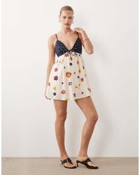 Abercrombie & Fitch - Strappy Flowy Mini Dress Skort With Built-in Bra - Lyst