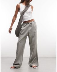 Weekday - Pull On Linen Mix Wide Leg Trousers - Lyst