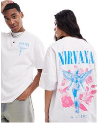 ASOS - T-shirt unisex oversize bianca con grafiche della band "nirvana" con angelo - Lyst