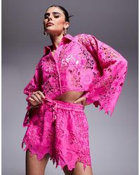 River Island - Opengewerkte Short Met Lovertjes - Lyst