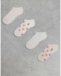 Lindex - Confezione Da 4 Paia Di Calze Con Bordi Smerlati E Stampa Di Pesche - Lyst