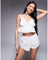 River Island - Eyelet Cami And Shorts Pajama Set - Lyst