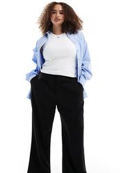 ASOS - Asos Design Curve Relaxed Straight Leg Linen Mix Pants - Lyst