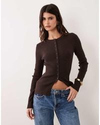 ASOS - Fitted Rib Knit Longline Cardigan - Lyst