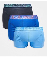 Jack & Jones - Pack De 3 Calzoncillos Azul Marino Con Detalle Estampado De - Lyst