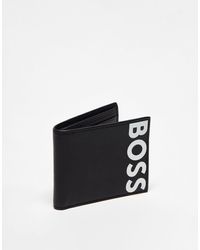 BOSS - Portefeuille en cuir à logo oversize - noir - Lyst