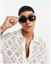 ASOS - Angled Rectangle Sunglasses With Smoke Lens - Lyst