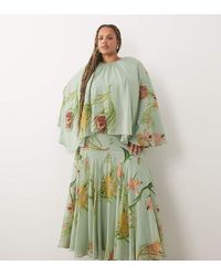 ASOS - Asos Design Curve Full Volume Cape Maxi Dress With Godets - Lyst