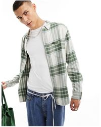 Lee Jeans - Camisa a cuadros anchos color crudo y verde oliva holgada - Lyst