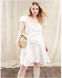 ASOS - Asos Design Curve Butterfly Cutwork Sweetheart Neck Mini Dress With Button Detail - Lyst