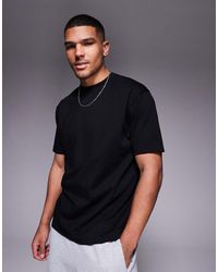 ASOS - Camiseta Negra Holgada De Tejido Grueso De 240 G/M2 De - Lyst
