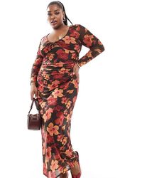 ONLY - Vestido Largo Marrón Oscuro Con Estampado Floral Y Diseño Reversible De - Lyst