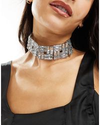 ASOS - Limited Edition Choker Necklace With Square Baguette Crystal Design - Lyst