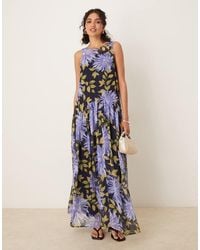 ASOS - Racer Neck Smock Maxi Dress - Lyst