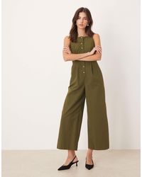 Nobody's Child - Tailored Button Front Jumpsuit With Square Neck - Lyst