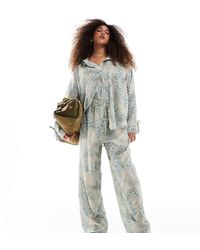 Renee Studio - Plus Exclusive Satin Drawstring Waist Wide Leg Pants - Lyst