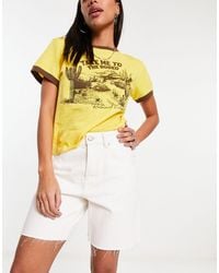 Bershka - Short long en jean à ourlet brut et taille haute - Lyst