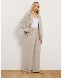 Long Tall Sally - Linen Pleated Wide Leg Trousers - Lyst
