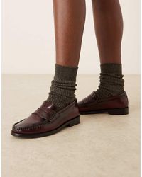 Mango - Klassieke Loafers Van 100% Leer Met Vintage Look - Lyst