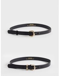 Pieces - 2-pack Gold Buckle Belts - Lyst