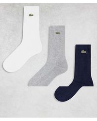 Lacoste - Confezione Da 3 Paia Di Calzini Sportivi Grigio E Bianco - Lyst
