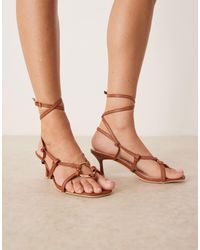 Raid Wide Fit - Danika Tie Leg Heeled Sandals With Metal Detail - Lyst