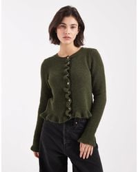 ASOS - Knit Ruffle Cardigan With Wool - Lyst