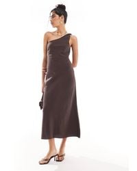 & Other Stories - One Shoulder Linen Midi Dress With Twisted Strap Detail - Lyst