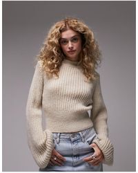 TOPSHOP - Knitted Crop Ovoid Sleeve Jumper - Lyst