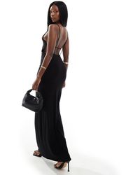 ASOS - Halter Maxi Dress With Plunge Back And Strapping Detail - Lyst