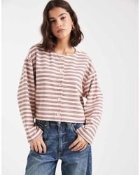 Miss Selfridge - Ribbed Button Up Long Sleeve Cardigan - Lyst