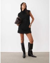 ASOS - Fluffy Sleeveless Funnel Mini Dress - Lyst