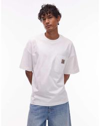 Carhartt - Recht T-Shirt Met 'Work' Print En Zakje - Lyst