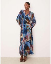 ASOS - Asos Design Tall Twist Detail Wrap Front Pleated Midi Dress - Lyst