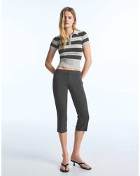 Bershka - Short-Sleeved Stripe Knit Jumper - Lyst