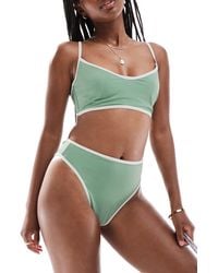 ASOS - Contrast Binding High Leg High Waist Bikini Bottom - Lyst
