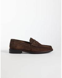 River Island - Suede Penny Loafers - Lyst