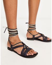 Free People - Leather Wrap Sandal - Lyst