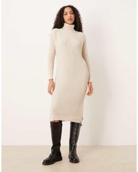 Y.A.S - Premium Roll Neck Rib Knit Midi Dress - Lyst