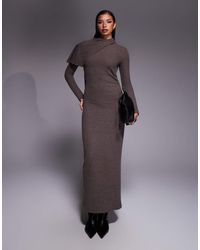 ASOS - Supersoft Long Sleeve Fold Over Cape Detail Midi Dress - Lyst