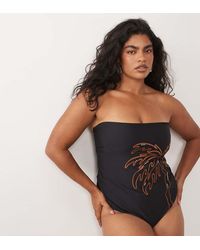 ASOS - Asos Design Curve Cornelia Bandeau Swimsuit With Embroidery Detail - Lyst