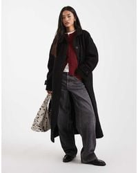 ASOS - Nette Trenchcoat Met Lange Pasvorm En Opstaande Boord - Lyst