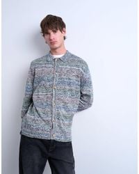 TOPMAN - Regular Fit Button Polo With Space-Dye Knit - Lyst